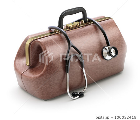 Retro brown leather doctor s bag with the