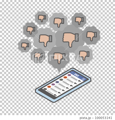 SNSのコメント欄がバッドサインで埋まるイメージ 100053141