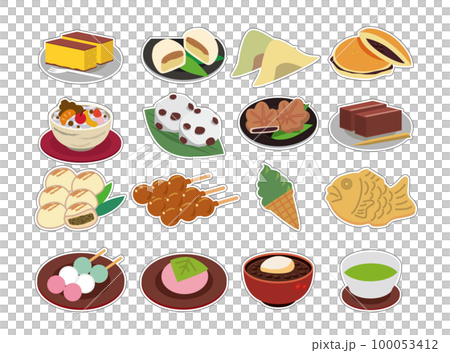 和菓子　食べ物　イラストセット 100053412