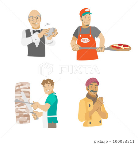 飲食店で働く外国人の素材 100053511