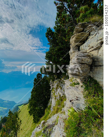 Mountain range in Swiss Alps in sunny day Mountain range in Swiss Alps in sunny day 100054257