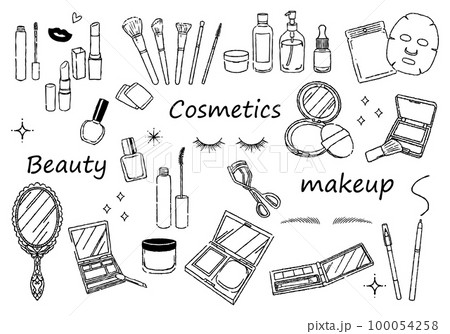 コスメイラストセット　手描き線画 100054258