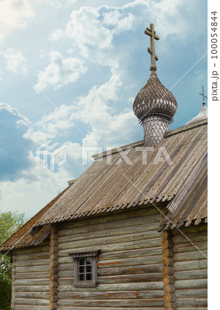 Wooden church in old Ladoga, Russia 100054844