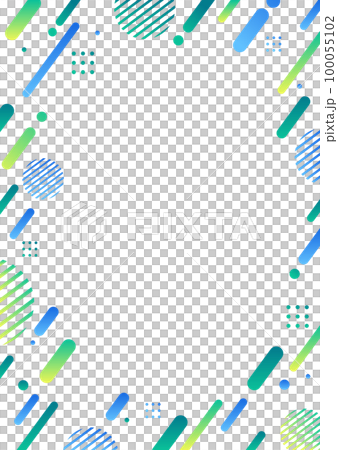 ブルーとグリーンの幾何学パターンのフレーム素材 100055102