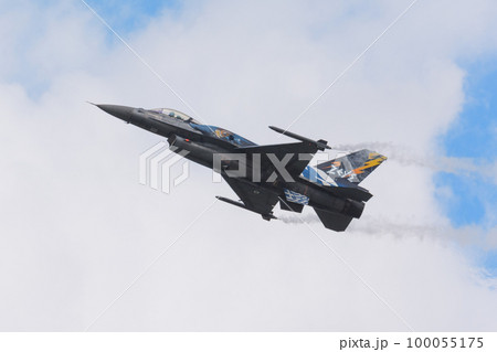 ギリシャ空軍F-16デモチーム「ゼウス」低速飛行 100055175
