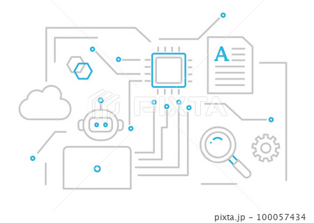 AIサービスアプリケーションのイメージイラスト素材 AIサービスアプリケーションのイメージイラスト素材 100057434