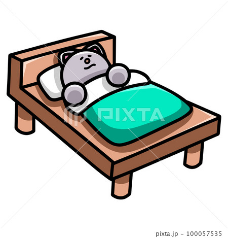 ベッドで寝るにゃんまるのイラスト 猫 ベッドで寝るにゃんまるのイラスト 猫 100057535