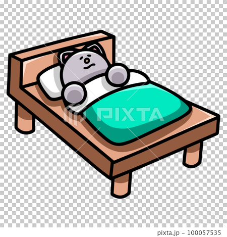 ベッドで寝るにゃんまるのイラスト 猫 ベッドで寝るにゃんまるのイラスト 猫 100057535