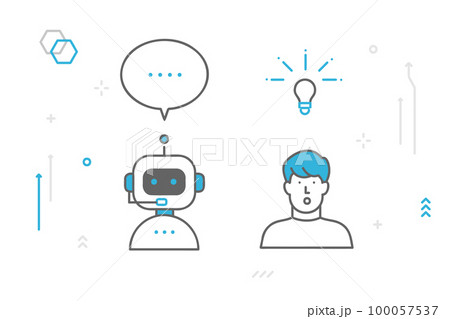 AIチャットボットサービスを利用する男性のイメージイラスト素材 AIチャットボットサービスを利用する男性のイメージイラスト素材 100057537