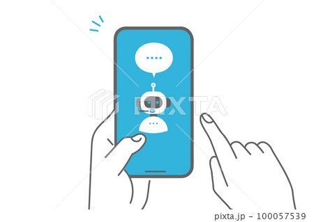 スマホでAIチャットボットサービスを利用するイメージイラスト素材 100057539