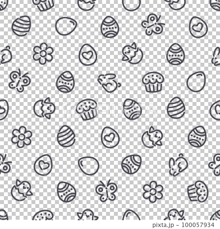 Easter Seamless Pattern with Icons 100057934