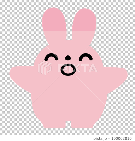 うさぎのイラスト_笑顔_手を広げる 100062810