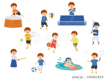スポーツを楽しむ男の子のイラスト 100062829