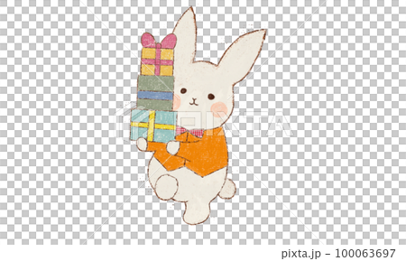 rabbit carrying a gift 100063697