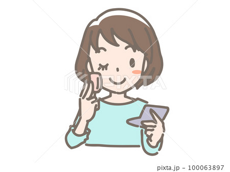 メイクアップしている女性 100063897