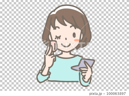 メイクアップしている女性 100063897