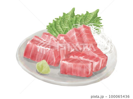 水彩のマグロの刺身01_4のイラスト素材 [100065436] - PIXTA