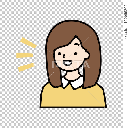 Simple icon of a woman noticing 100066262