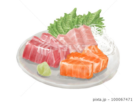 水彩の刺身盛合せ01_4 水彩の刺身盛合せ01_4 100067471