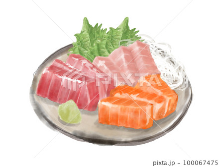 水彩の刺身盛合せ01_1 水彩の刺身盛合せ01_1 100067475