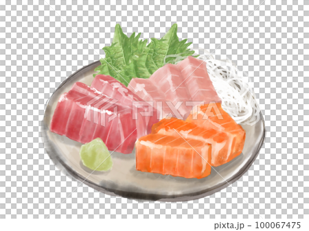 水彩の刺身盛合せ01_1 水彩の刺身盛合せ01_1 100067475