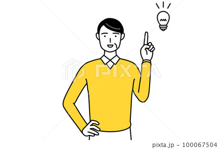 アイデアを思いついた定年退職したシニア・中年男性 100067504