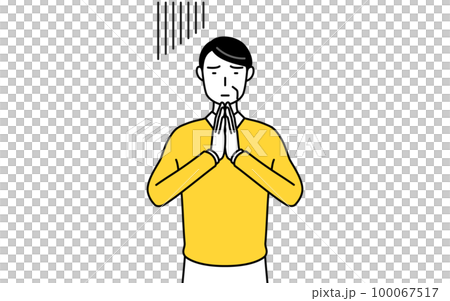 雙手合十在身前道歉的退休老年/中年男子 雙手合十在身前道歉的退休老年/中年男子 100067517