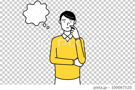 退休的高級/中年男子一邊抓著臉一邊思考 100067520