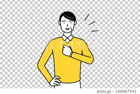 胸を叩く定年退職したシニア・中年男性 100067541