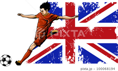 soccer player quick shooting a ball 100068194