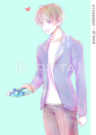 プレゼントをする男性 100069314