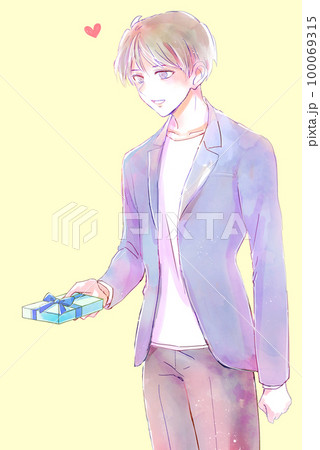プレゼントをする男性 100069315