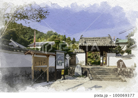 水彩画風　當麻寺　西南院　奈良県葛城市 100069377