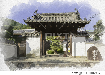 水彩画風　當麻寺　西南院　奈良県葛城市 100069379