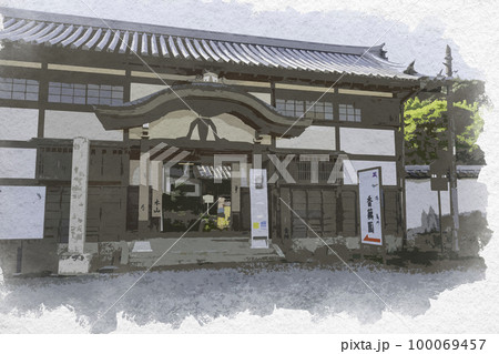 水彩画風 當麻寺 中之坊 奈良県葛城市 水彩画風 當麻寺 中之坊 奈良県葛城市 100069457