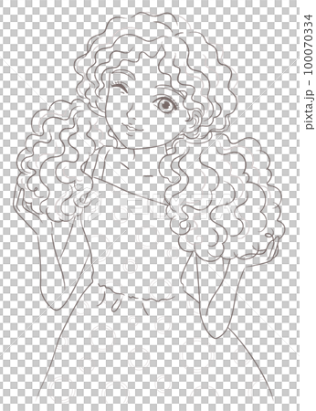 捲髮的女孩插畫 捲髮的女孩插畫 100070334