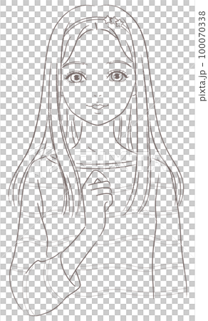 Girl with long hair figure half body closeup 100070338