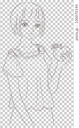 half body close-up of a girl holding an apple 100070340