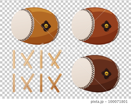 日本鼓和鼓槌插圖素材集 100071801