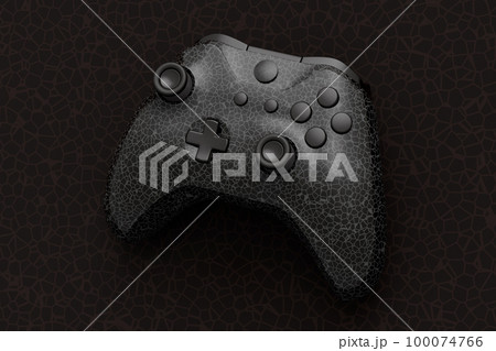 Realistic video game joystick with black chrome texture isolated on black Realistic video game joystick with black chrome texture isolated on black 100074766