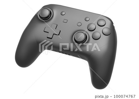 Realistic video game joystick with black chrome texture isolated on white Realistic video game joystick with black chrome texture isolated on white 100074767