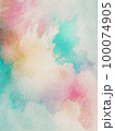 Pastel colorful watercolor painted grunge texture. Artistic raster background with spots, blots and stains. 100074905