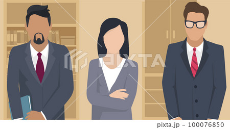 Business team ready to work. Teamwork. Coworkers characters communication. Team building 100076850