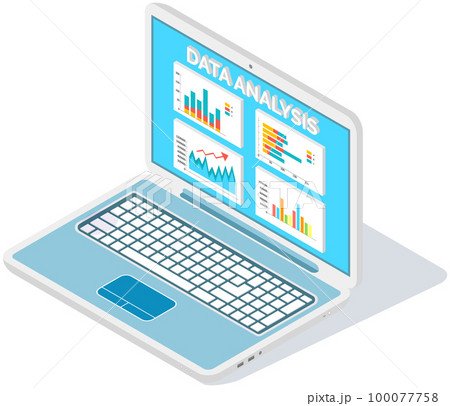 Analyze statistical indicators, business data. Work with marketing research. Data analysis isometric 100077758