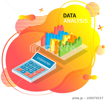 Analyze statistical indicators, business data. Work with marketing research. Data analysis isometric 100079337