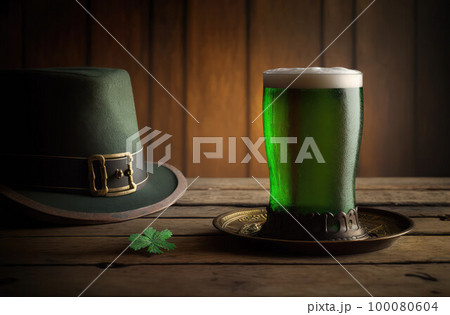 a green cylinder and clover are a symbol of the celebration of St. Patrick's Day a green cylinder and clover are a symbol of the celebration of St. Patrick's Day 100080604
