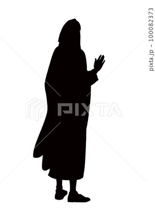 Vector drawing. The man in the coat. Back view 100082373