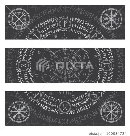 Runic alphabet black and red banners 100084724