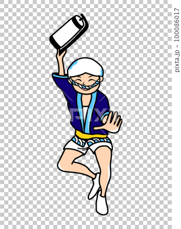 從正面看提著燈籠跳阿波舞的男人 100086017