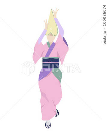 正面から見た徳島の阿波踊りを踊る女性 正面から見た徳島の阿波踊りを踊る女性 100086074